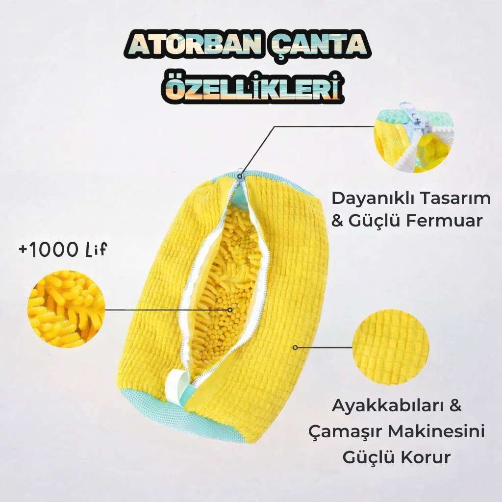 Atorban Ayakkabı Yıkama Torbası – Premium Dolgulu File